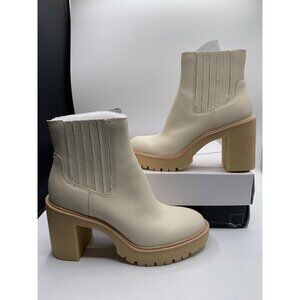 Dolce Vita Women's Ivory Leather Caster H2O Lug Sole Cheslea Heeled Booties NIB